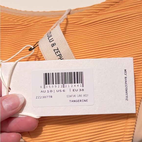 NWT Zulu & Zephyr SET Balconette Ribbed Bra and Bikini Brief in Tangerine Orange - Picture 7 of 9